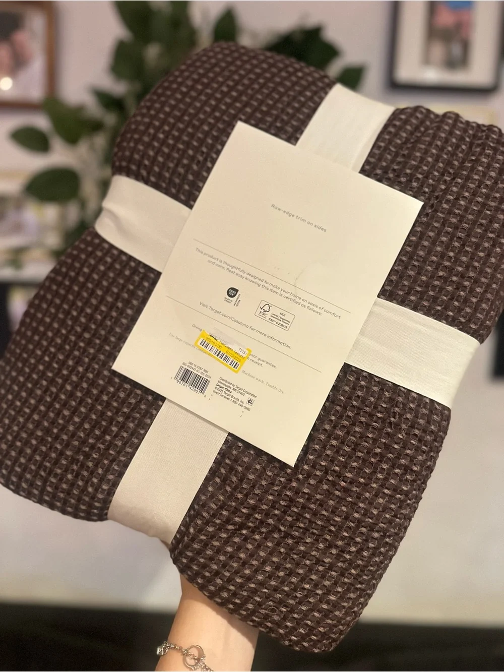 Casaluna Waffle Coverlet in dark fig color - Full/Queen